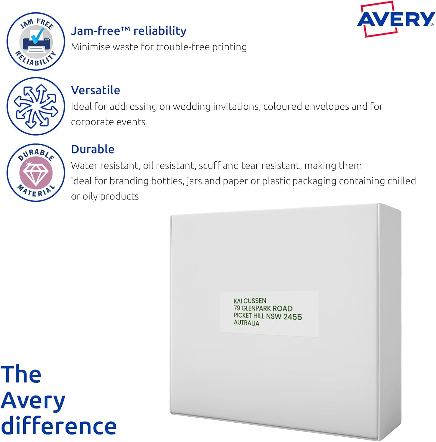Avery Crystal Clear A4 Address Labels for Laser Printers - Printable Packaging & Shipping Labels - Transparent Mailing Stickers - 99.1 X 38.1 Mm, 140 Labels / 10 Sheets (958061 / L7563) image number 5