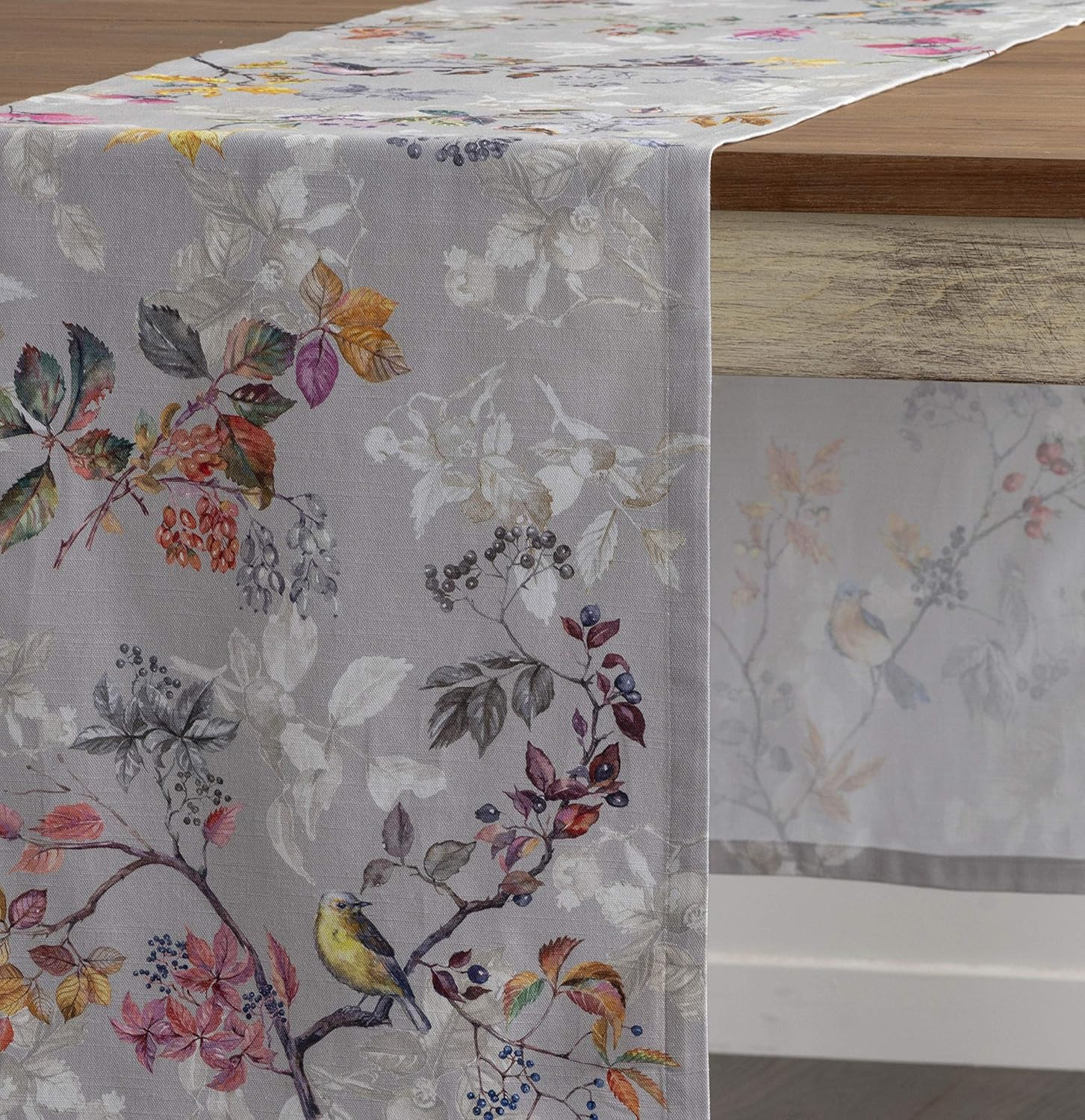 Maison D'Hermine Equinoxe 100% Cotton Table Runner for Party | Dinner | Holidays | Kitchen | Thanksgiving / Christmas (Grey, 50 Cm X 150 Cm) image number 1