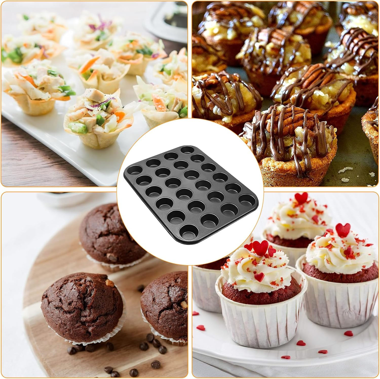 24-Cup Wiltshire Cup Muffin Pan Non-Stick Baking Cups BPA Free Reinforced Thickened Stainless Steel Frame Muffin Pan Cake Molds Bakeware Cupcake Mold for Air Fryer Toaster Oven Counter & More (Golden) image number 5