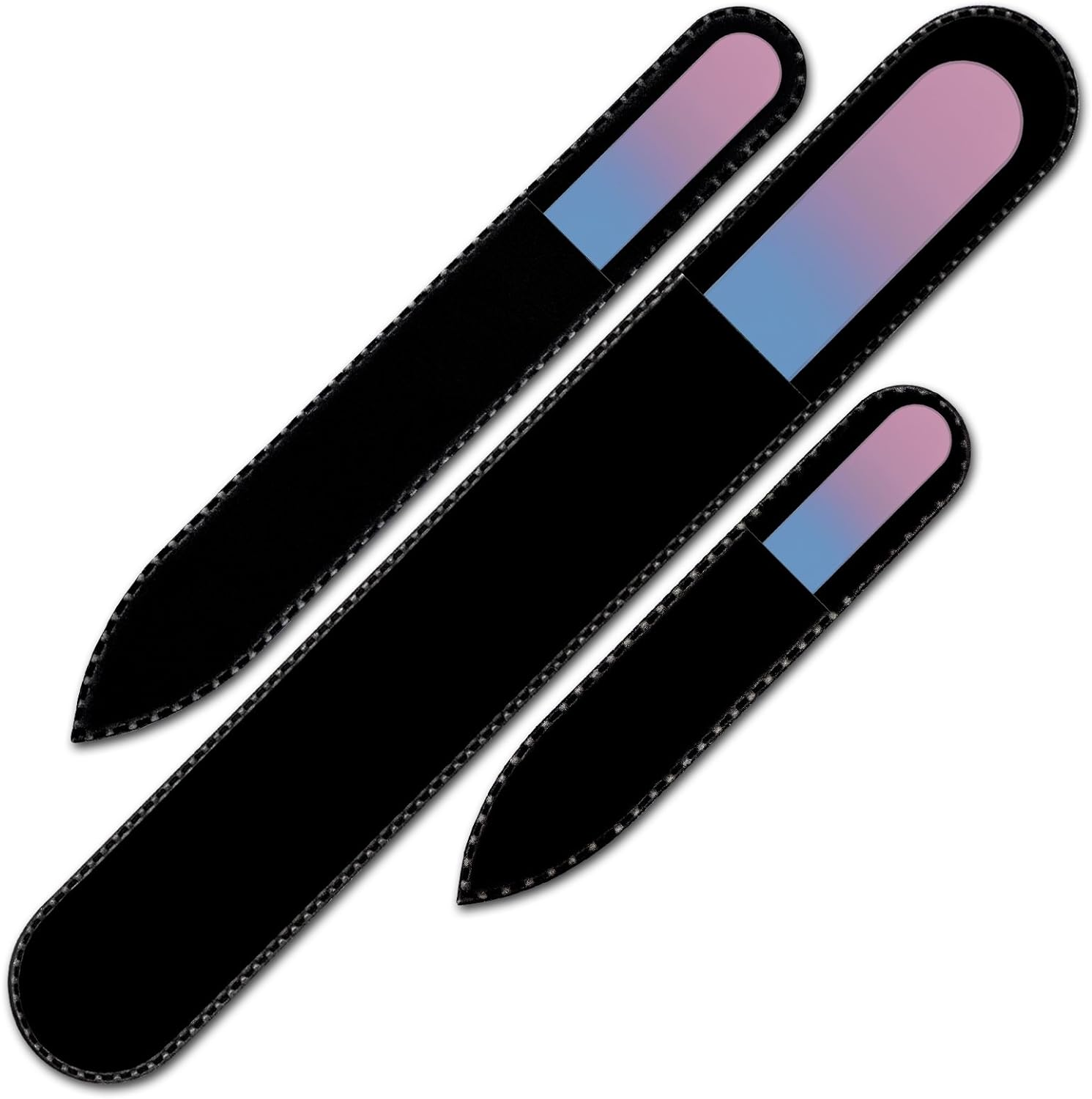 Glass Nail File Manicure Set - Mont Bleu Best Set of 3 Glass Nail Files in Pouch - Rainbow Colors - Genuine Czech Tempered Glass - Handmade in EU - Premium Nail Filer Kit for Natural Nails image number 4
