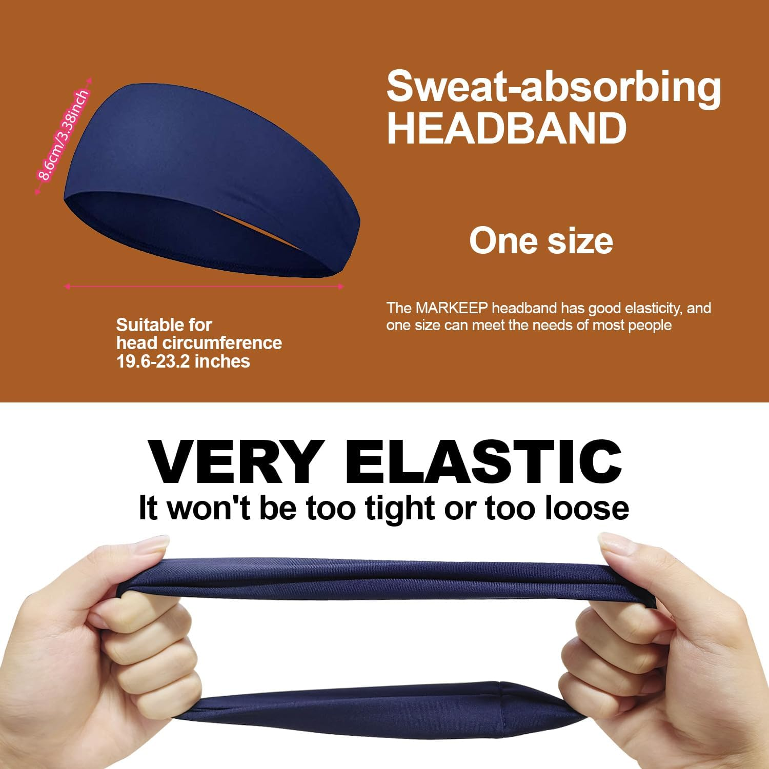 Headbands,T Tersely Yoga Sports Headband, Non-Slip & Lightweight Mens Sweat Band, Womens Elastic Athletic Hair Band for Men,Working Out Sweatband image number 1