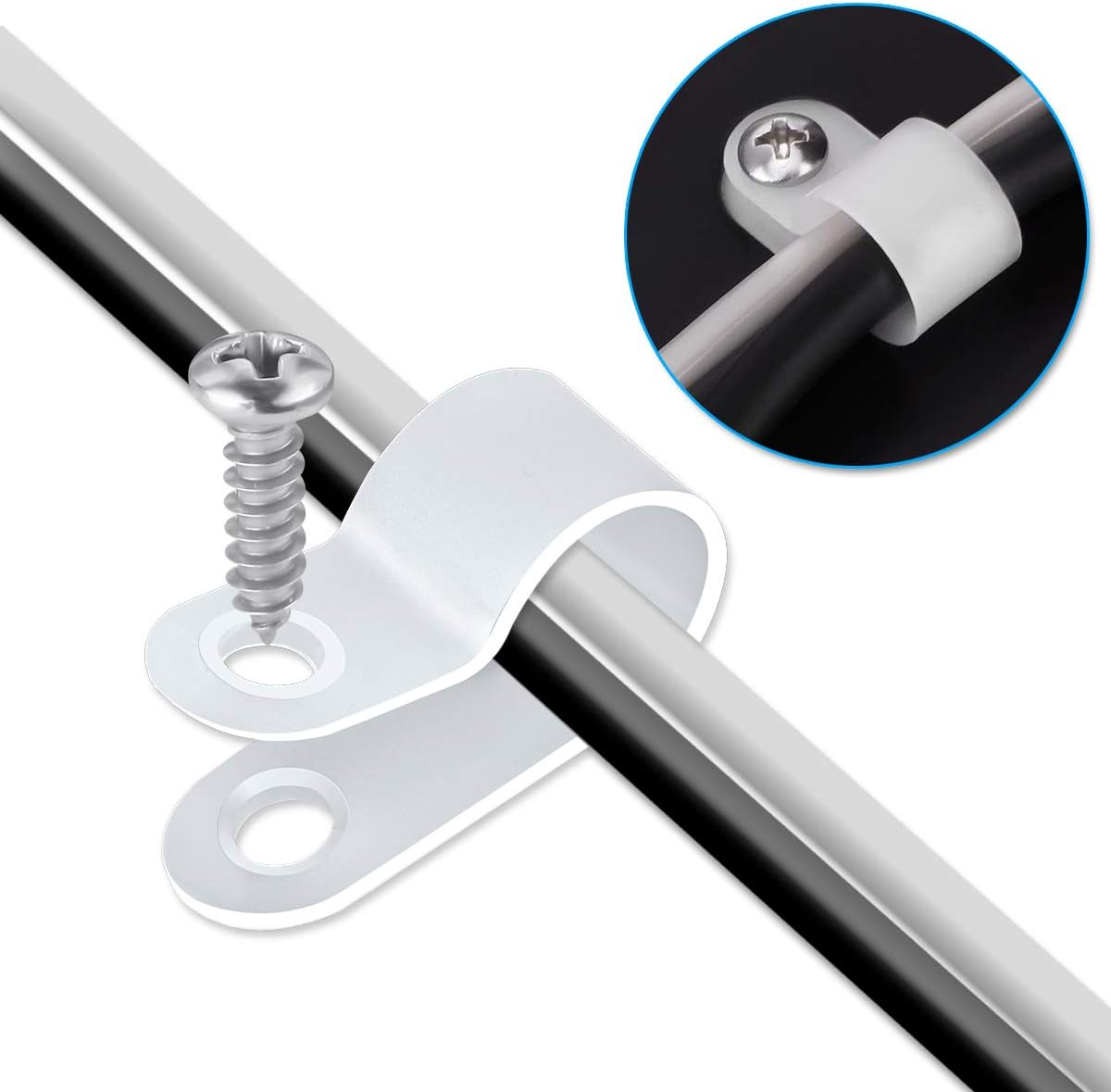 LOKMAN 50 Pack 3/4 Inch Rope Light P-Style Mounting Clips with Compatible Stainless Steel Pan Head Phillips Screws image number 4