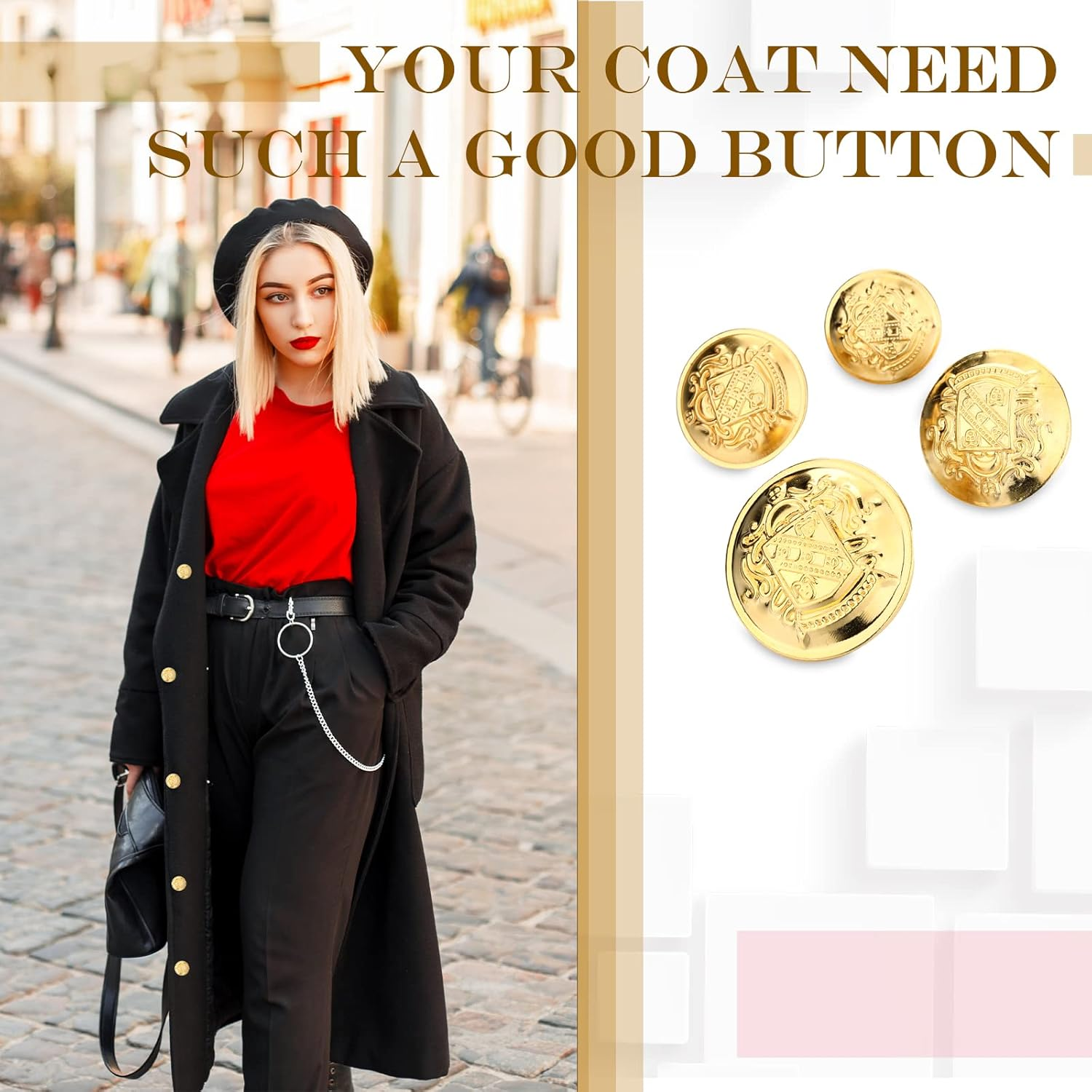 40 Pcs Metal Blazer Button Set - Vintage Gold Sewing Buttons with Emblem Shank for Suits, Sport Coat, Uniform Jacket - Brass 15Mm 18Mm 21Mm 25Mm image number 5