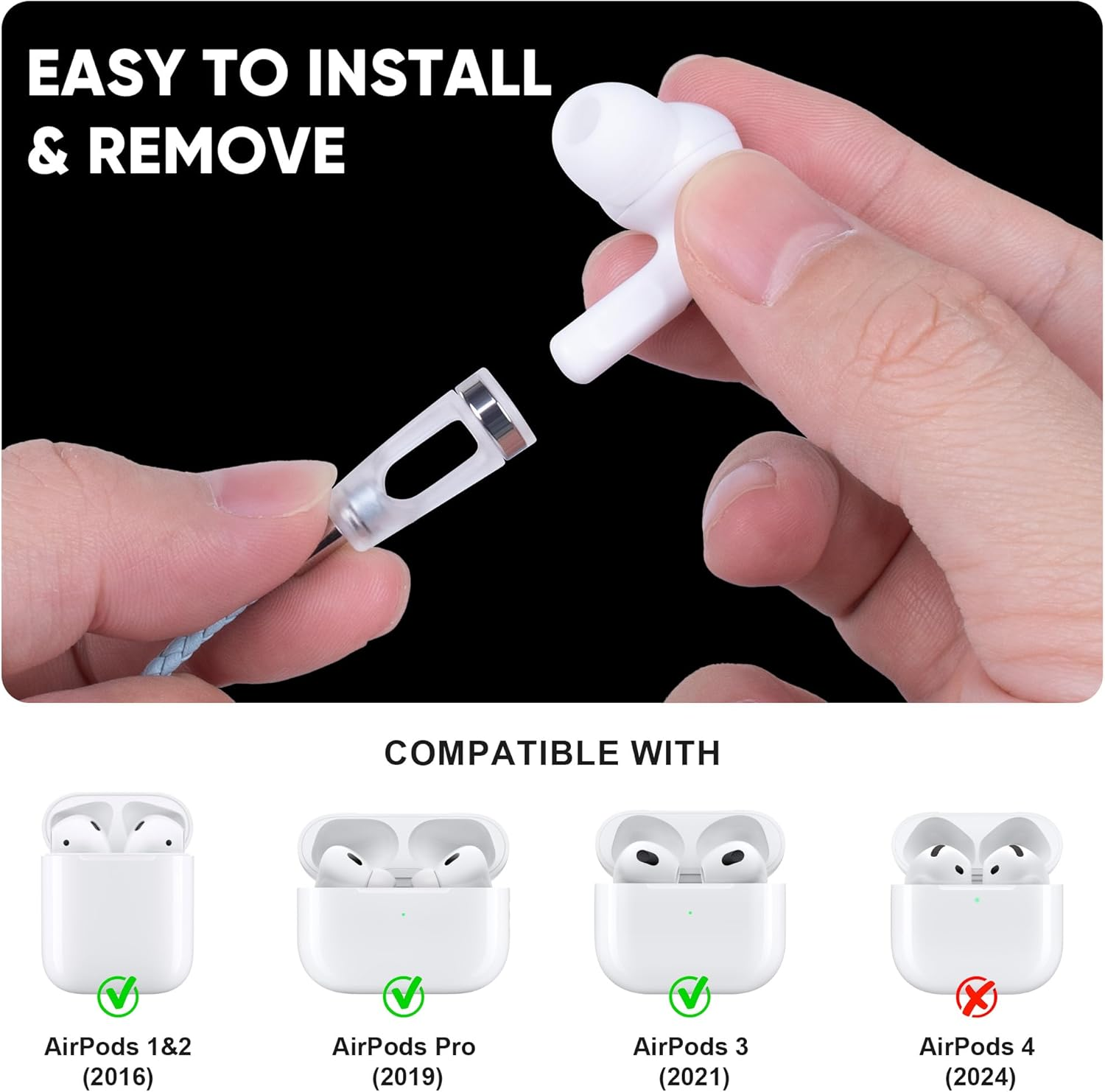 Lawonda Anti-Lost Neck Strap for Airpods, PU Leather Strong Magnetic Necklace Holder String, Compatible with Airpods 1&2/ Pro /3Rd /Pro 2 - Orange Red Gold image number 3