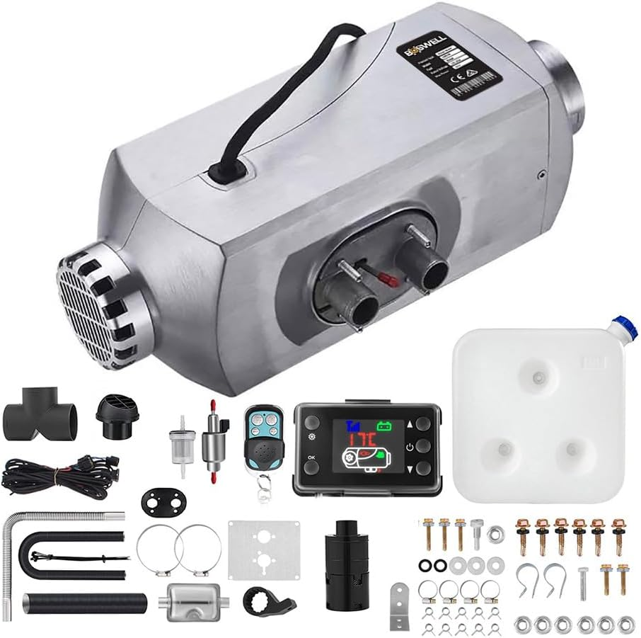 BOSWELL DIESEL AIR HEATER 12V 5KW ALUMINIUM SHELL Parking Camper Van Caravan Silver image number 6