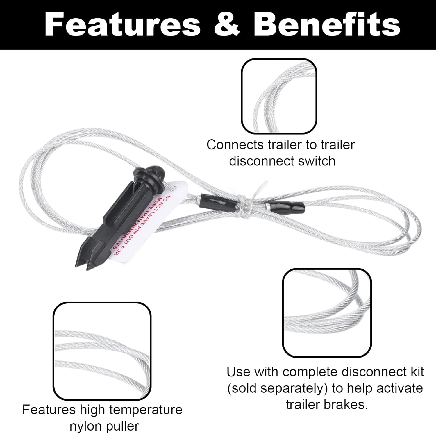 20052 LED Trailer Breakaway Cable with Pin, Use with Trailer Breakaway Switch (20050, 20059, 20060) LED Test Break Away System (Only Cable and Pin)