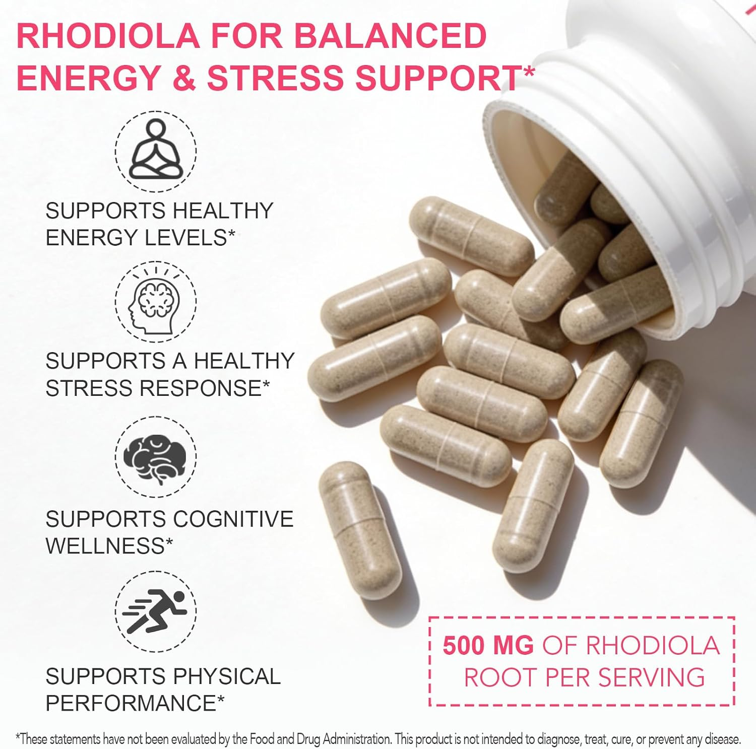 Rhodiola Rosea Extract 500Mg | Standardised Botanical Formula | Daily Herbal Supplement | 4 Month Supply | 120 Capsules image number 5