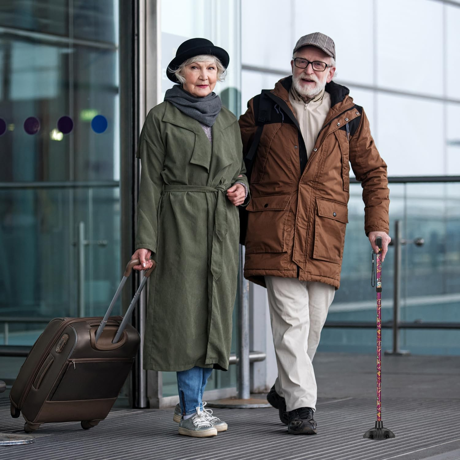 Supregear Cane Tip - Self Standing Heavy Duty Rubber Replacement for Walking Cane 19 Mm-Stable 4 Point Non-Slip Cane Tip for Folding Cane Walking Stick or Offset Quad Pod or Tripod Canes, Black