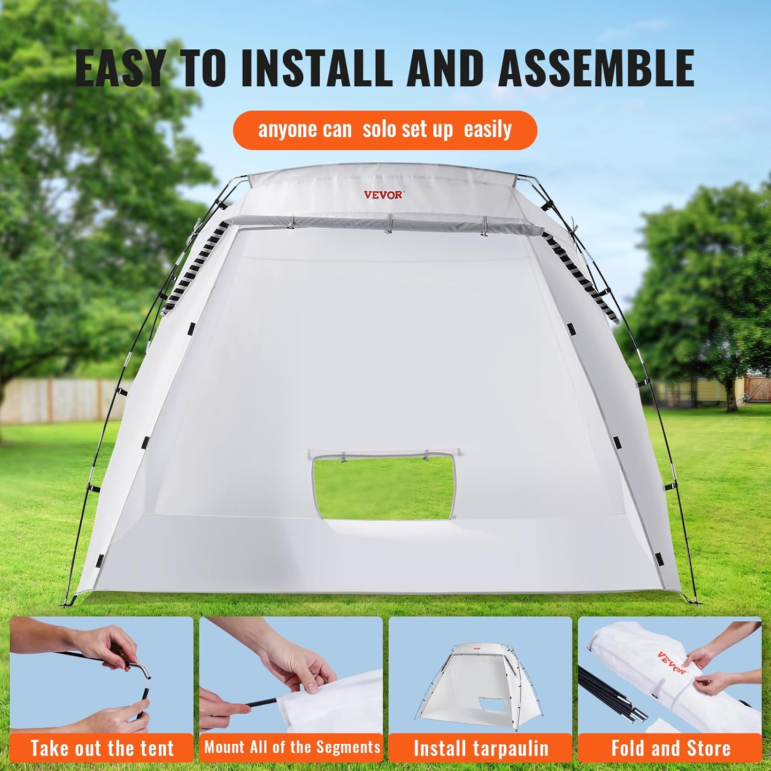 VEVOR Portable Paint Booth, 7.5X5X5 FT Spray Paint Shelter, Larger Spray Paint Tent with Built-In Floor & Mesh Screen, Painting Tent Station for Furniture DIY Hobby Tool