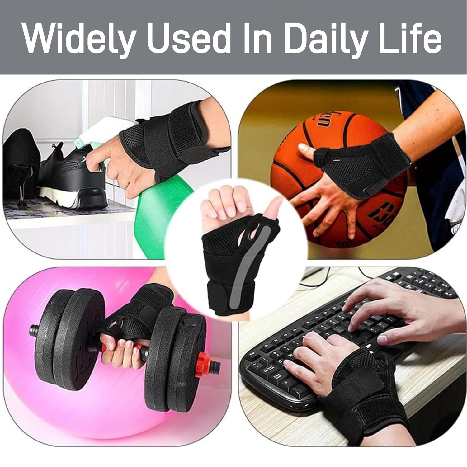 Wrist Brace,Agemin Adjustable Carpal Tunnel Wrist Brace for Fitness,Support Hands,And Relieve Tendonitis,Wrist Pain,Etc.Suitable for Both Left and Right Hands (Regular)