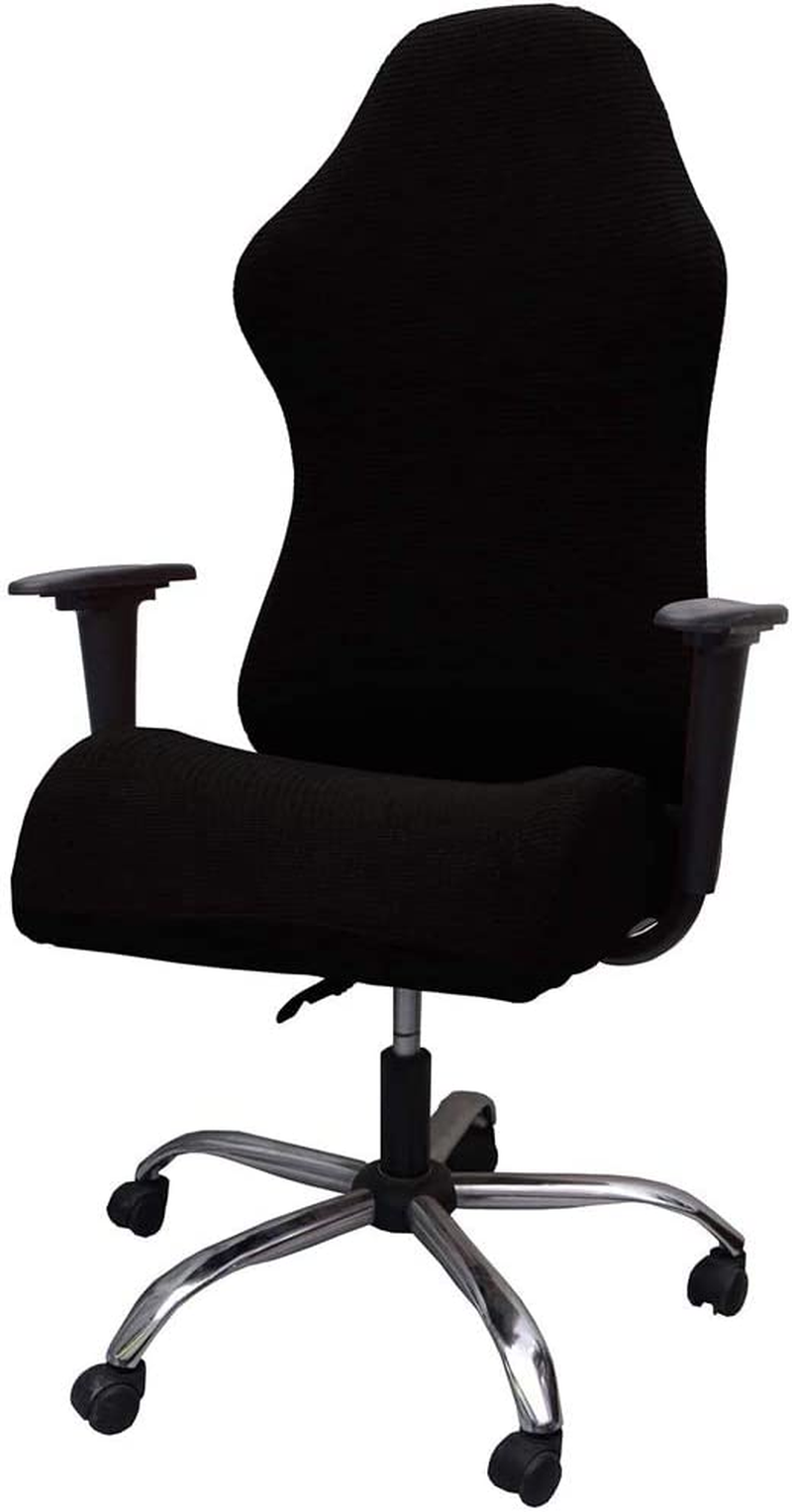 Shiphose Elastic Electric Gaming Chair Covers Household Office Internet Cafe Rotating Armrest Chair Cases(Black)