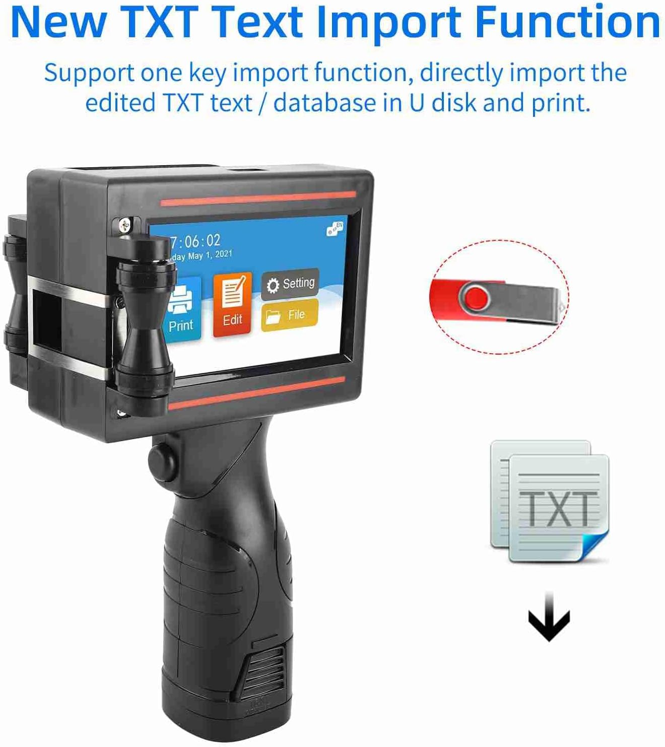 Domary Handheld Printer Portable Inkjet Printer High Definition Inkjet Code Printer with 4.3 Inch LED Touchscreen Quick-Drying Ink Cartridge for Label/Production Date/Barcode/Trademark/Logo/Graphic. image number 4