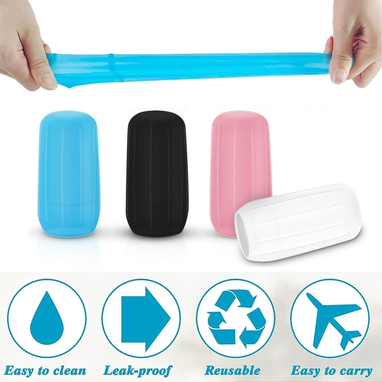 Elastic Sleeves Bottle Covers Silicone Bottle Covers for Travel,12Pcs Silicone Elastic Sleeves for Leak Proofing,Leak Proof Sleeves Silicone Elastic Sleeves Leak Proof Sleeves for Travel Bottle,Type A image number 1
