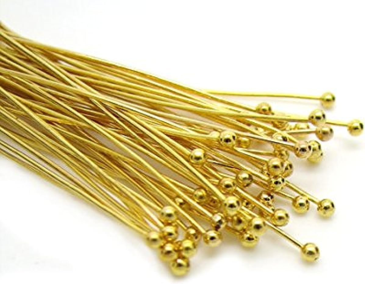 (50Mm X 22G, Gold) - 200Pc Gold Solid Brass Head Ball Pins for Jewellery Making- Nickel Free Hypoallergenic- 50Mm (2 Inch), 22 Gauge