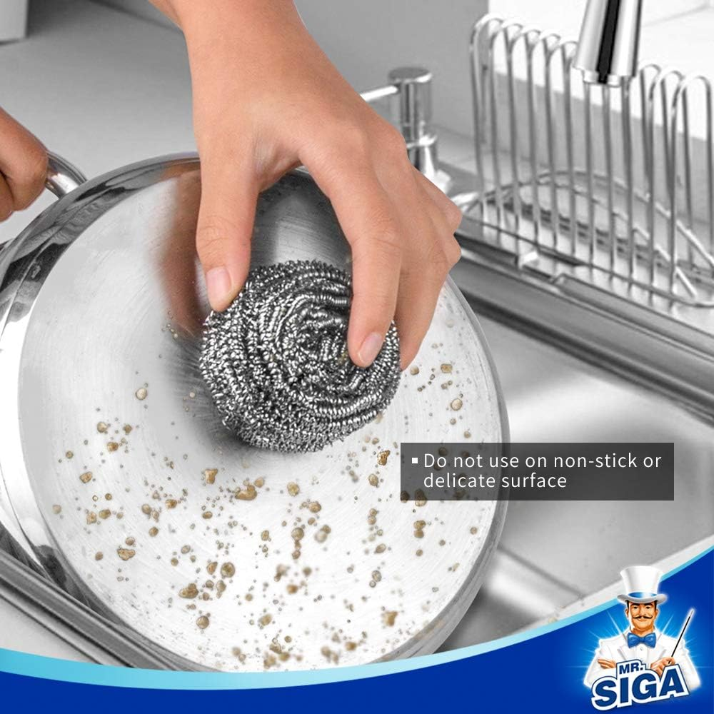 MR.SIGA Stainless Steel Scourer, Pack of 6, 30G image number 1