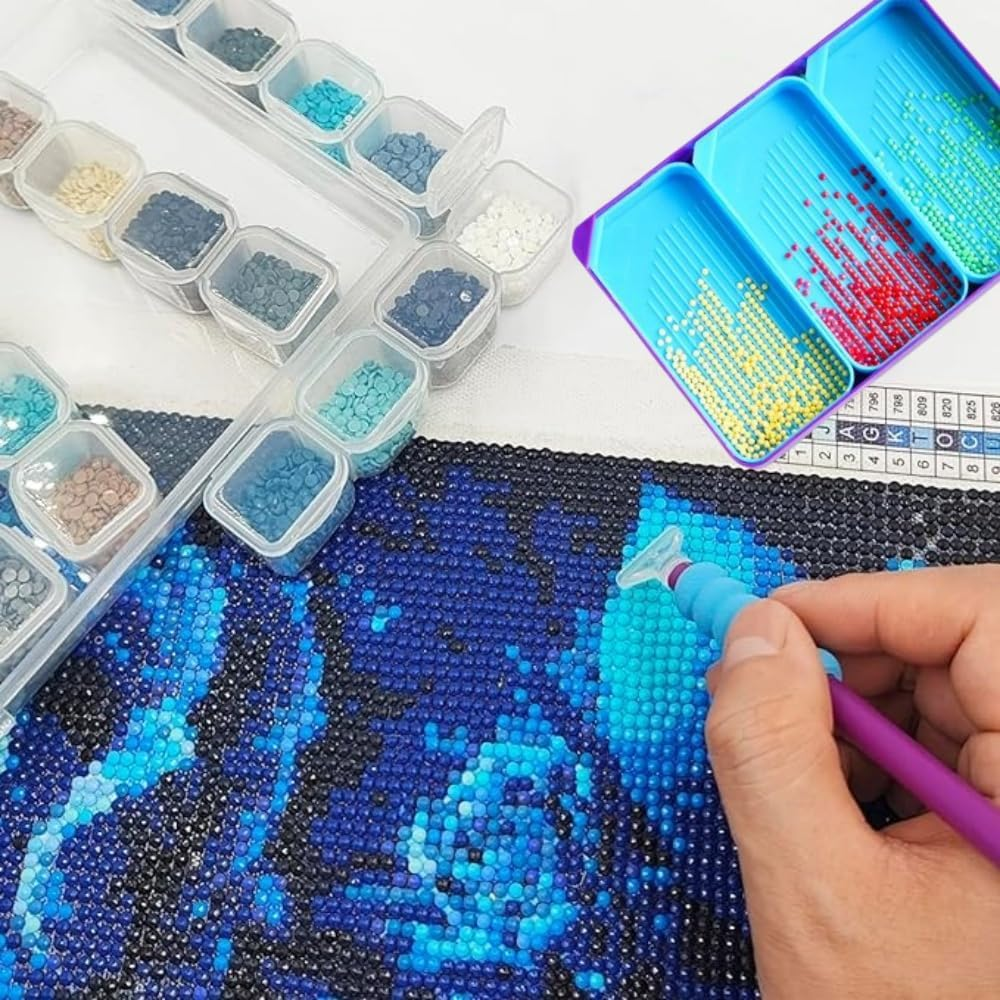 8-Piece Diamond Painting Trays Kits for Adults, Stackable Diamond Art Accessories and Tools, 2 Sizes Tray Diamond Art Painting Kits for DIY Art Craft