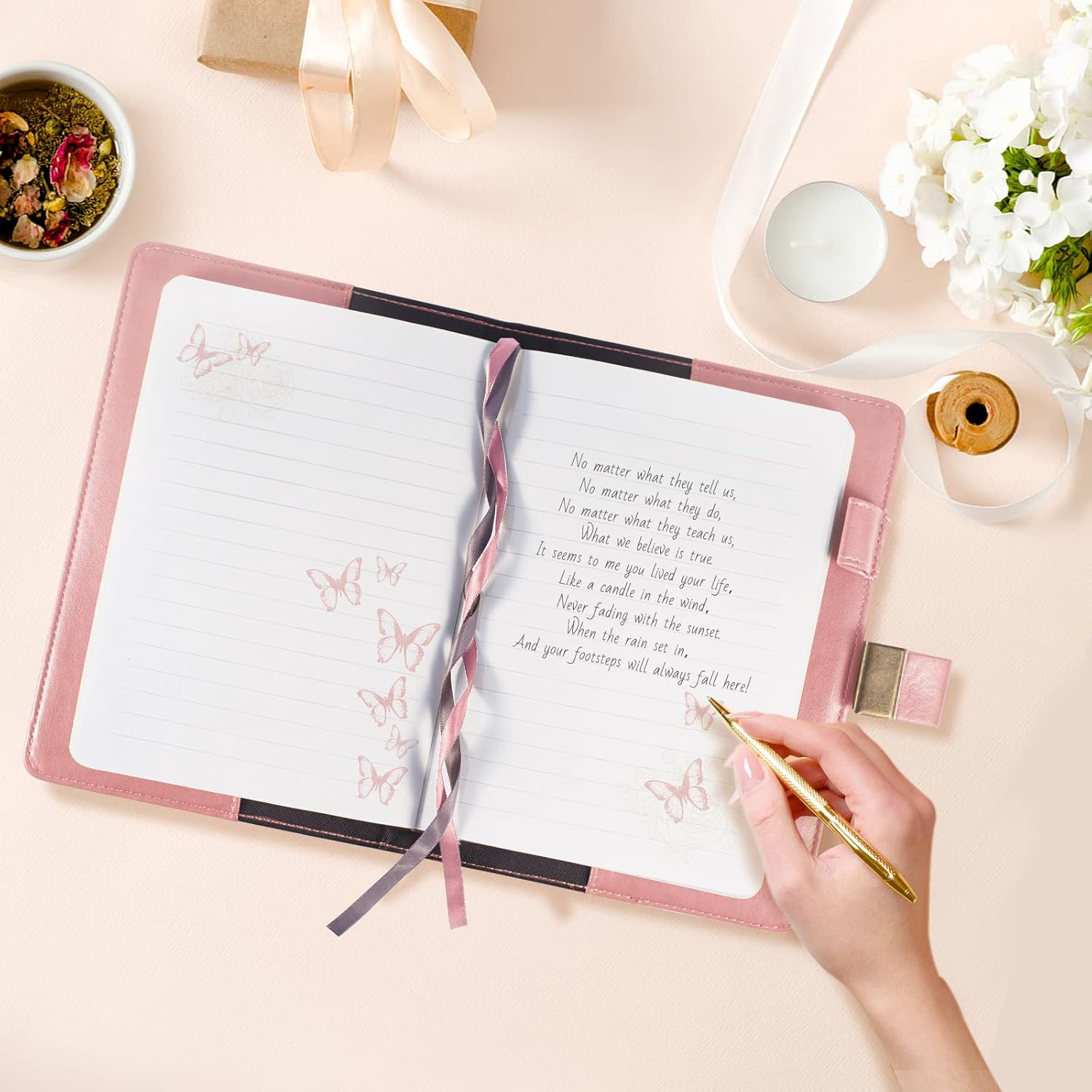 Diary with Lock, Journal for Women Girls, Vintage Lock Journal Refillable Personal Locking Notebook Secret Journal with Combination Lock 5.3Inx 7.8In (Pink) image number 2