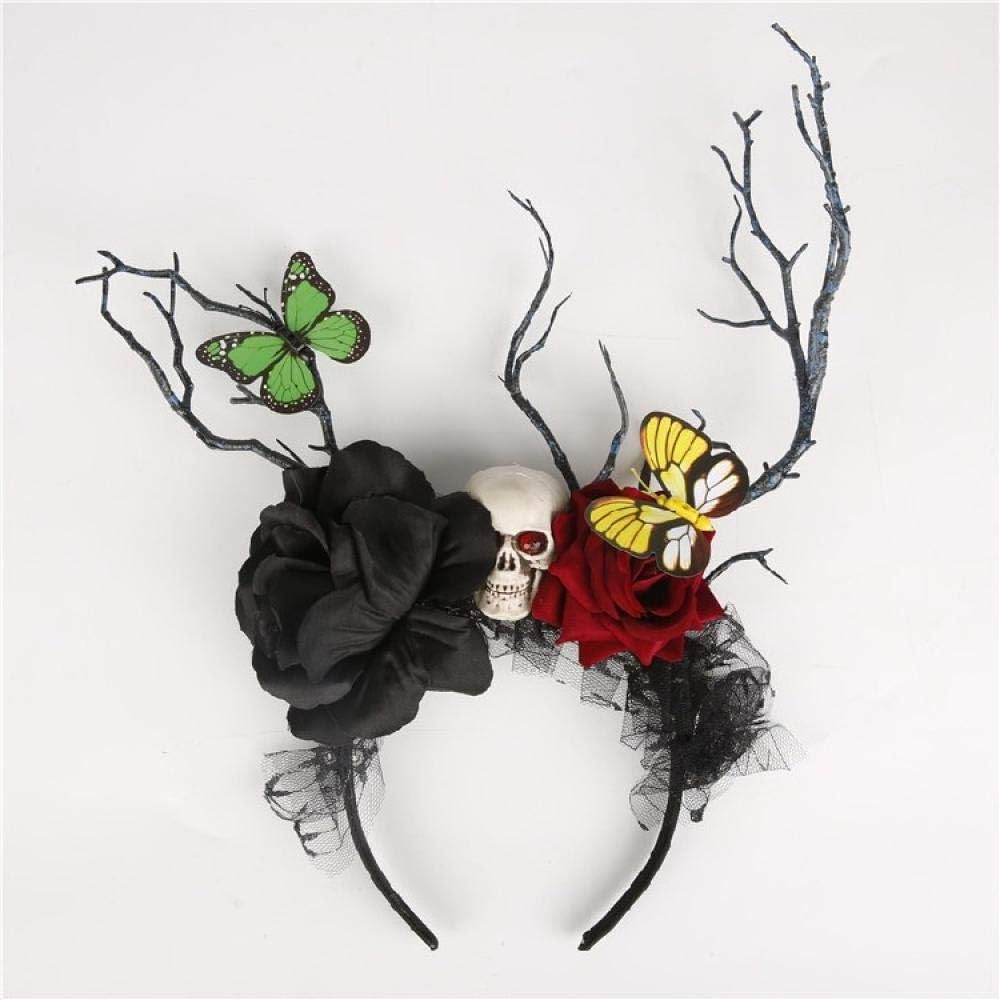 Christmas Hair Clips,Xmas Headbands Gifts,Hair Accessories Forest Department Christmas Photo Headdress Branch Fawn Hairband Super Fairy Flower Berry Elk Hairpin Exaggerated Catwalk-Khaki image number 1