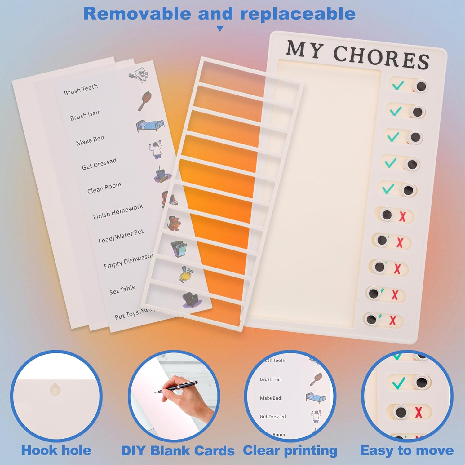 Pink Time Manager Replaceable Self-Discipline Housekeeping Chart Reminder Schedule Chore List Plastic Daily Habit Portable Detachable 2Pcs Blanket image number 4