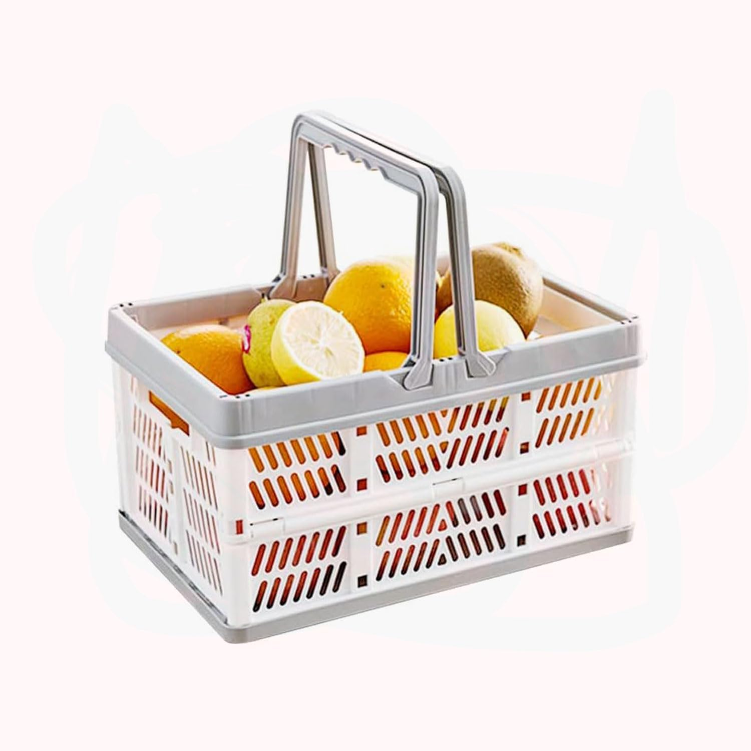 YIRANJIA 2-Pack 9L Collapsible Storage Crates - Foldable Handle Baskets for Picnics, Shopping & Camping (Blue, 30.5X20.5X16.5Cm) image number 5