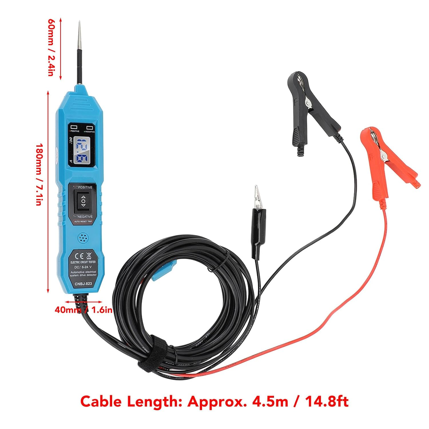 Power Circuit Probe Tester Automotive Circuit Tester Multifunction Diagnostic Tool with Front Light for Car Truck Electrical System Testing image number 4