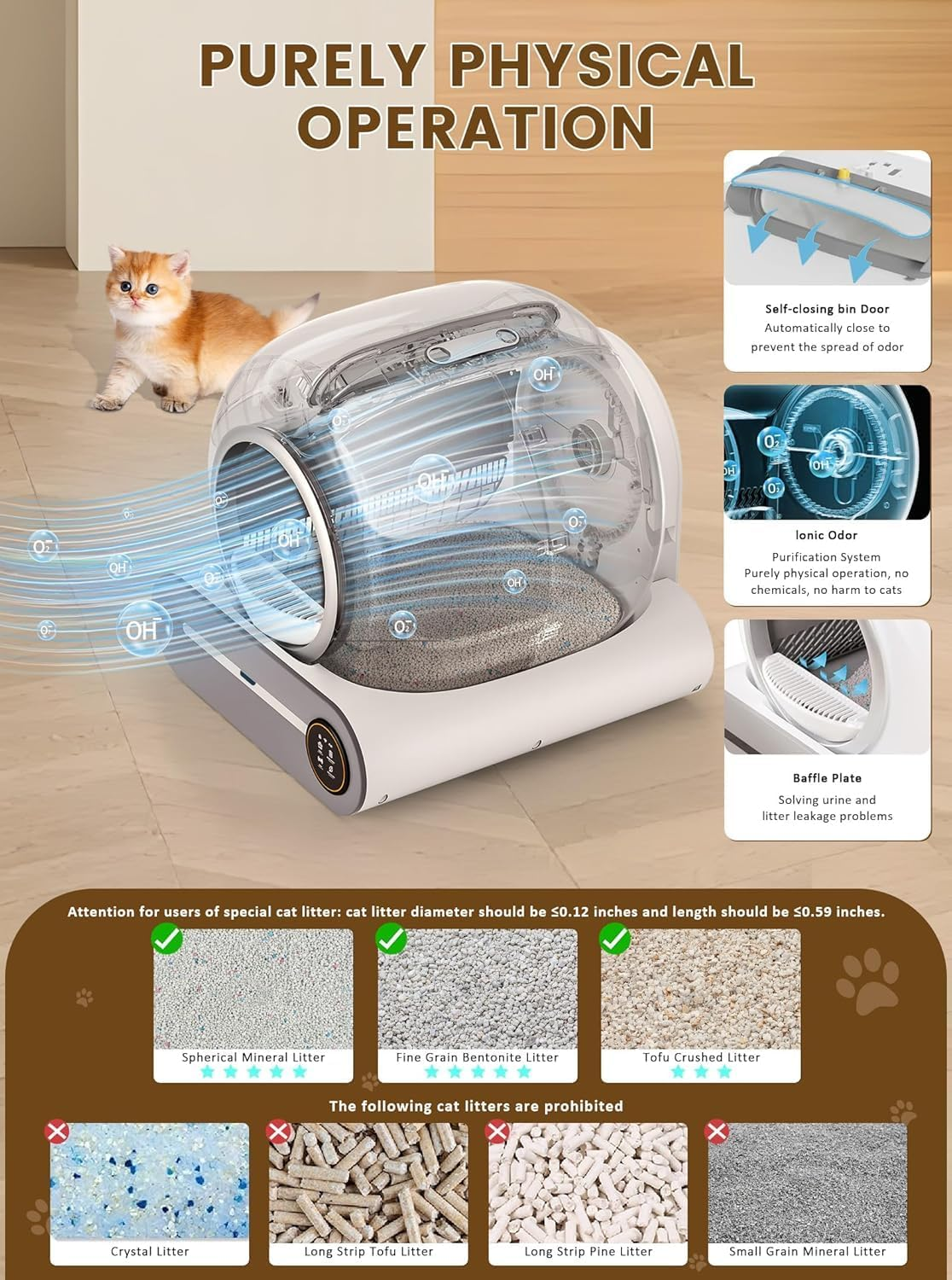 Xisiciao Automatic Cat Litter Box, 65L Large Capacity, Self Cleaning Cat Litter Box with Wifi App Control, Auto Odor Elimination/Data Tracking image number 5