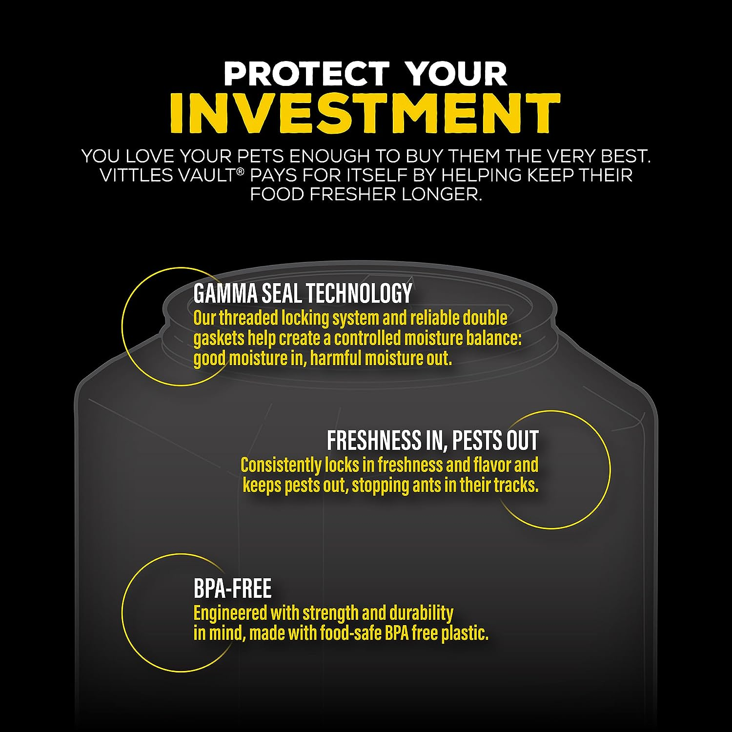 GAMMA2 Vittles Vault 10 Lb Airtight Bucket Container for Food Storage, Food Grade and BPA Free