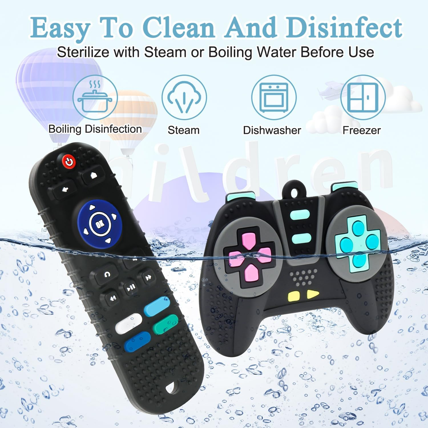 MR.TIMELAG Baby Teething Toys with Remote Control - 2 Pack Silicone Teethers for Infants 3+ Months, Bpa-Free Chew Toys with Textured Surface - Soothing Gum Relief for Newborns image number 3