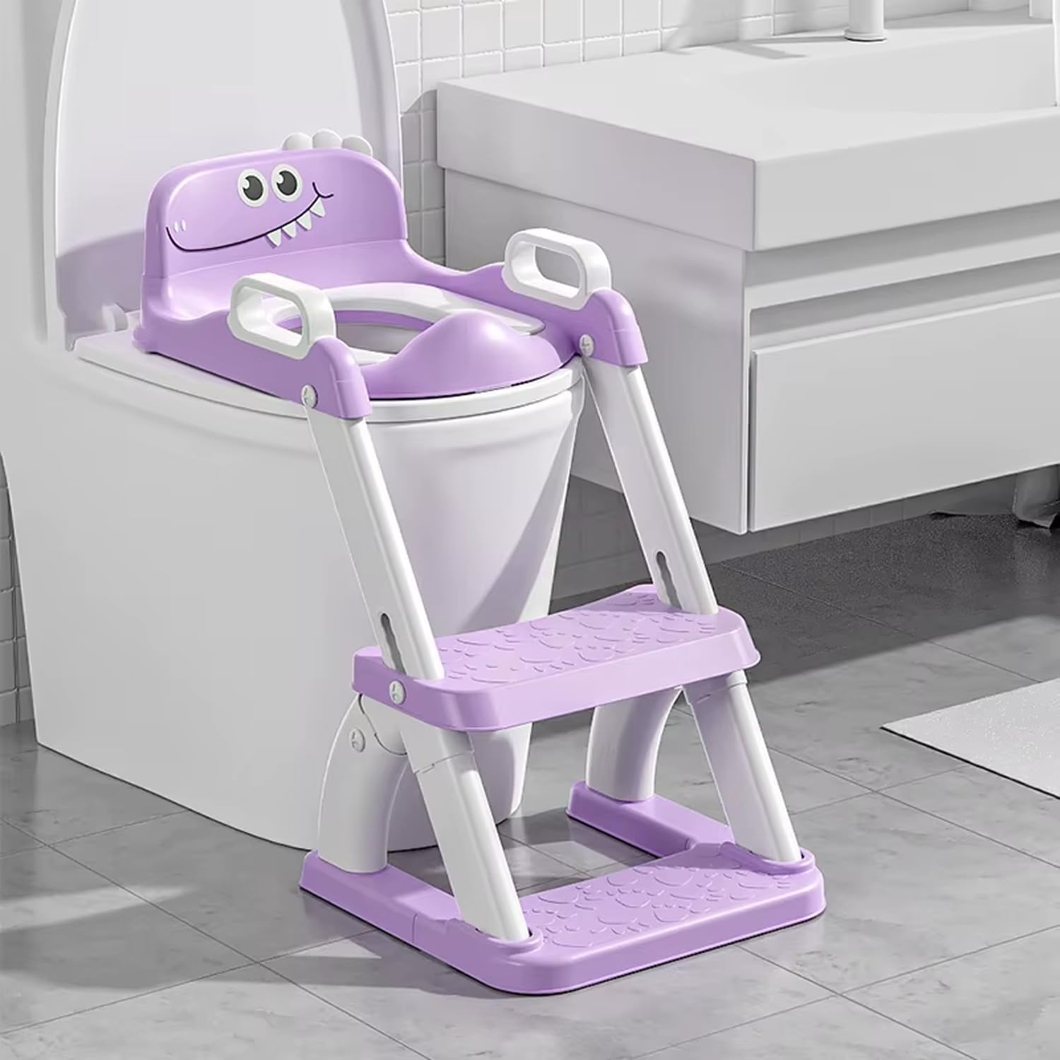 Potty Training Seat with Step Stool Ladder,Potty Training Toilet for Kids Boys Girls,Toddlers-Comfortable Safe Potty Seat with Anti-Slip Pads Ladder (Azure Blue)