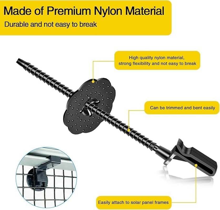 Leanockesa 50 Sets Solar Panel Bird Guard Fastener Clips, Fasteners,Premium Nylon Solar Panel Clips for Attaching Wire Mesh to Solar Panels,Critter Guard Kit image number 1