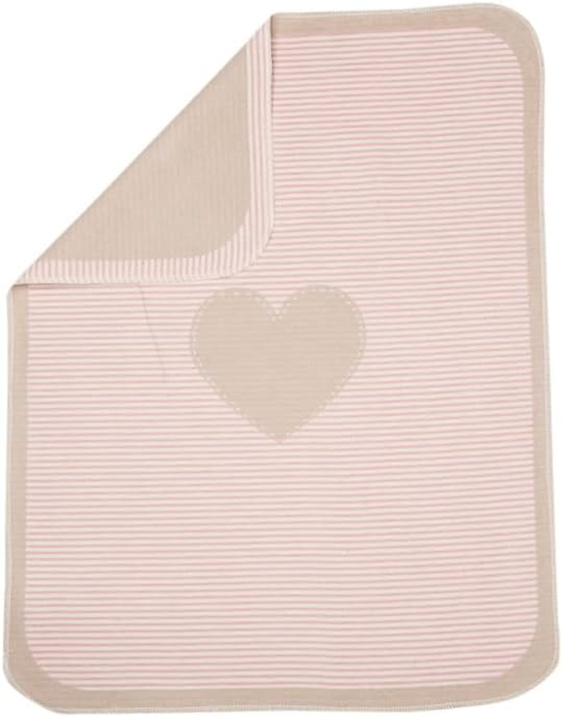 David Fussenegger Heart & Stripes Juwel Bassinet Blanket, Blush Pink image number 1