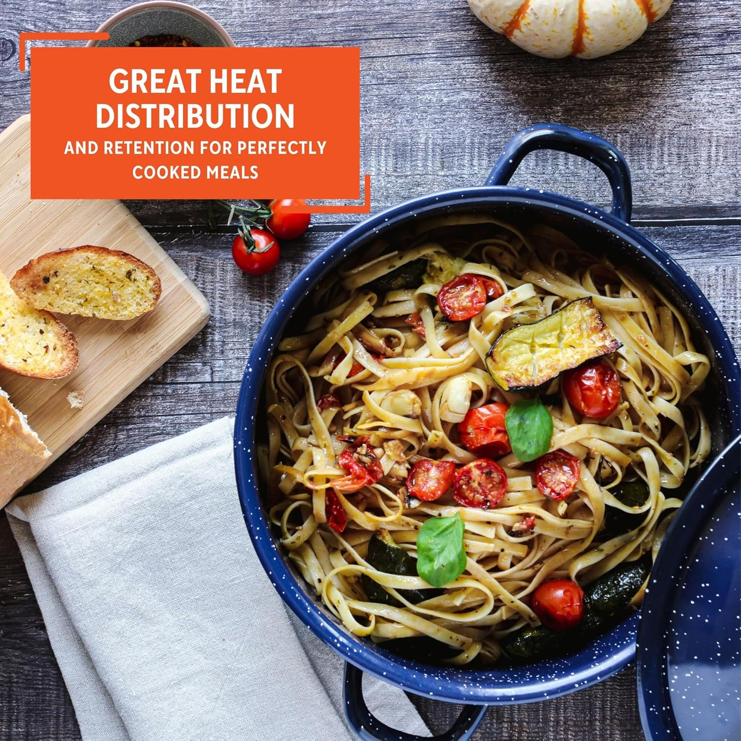 IMUSA USA C20666-1063310W Speckled Stock Pot with Lid 6-Quart, Blue image number 6