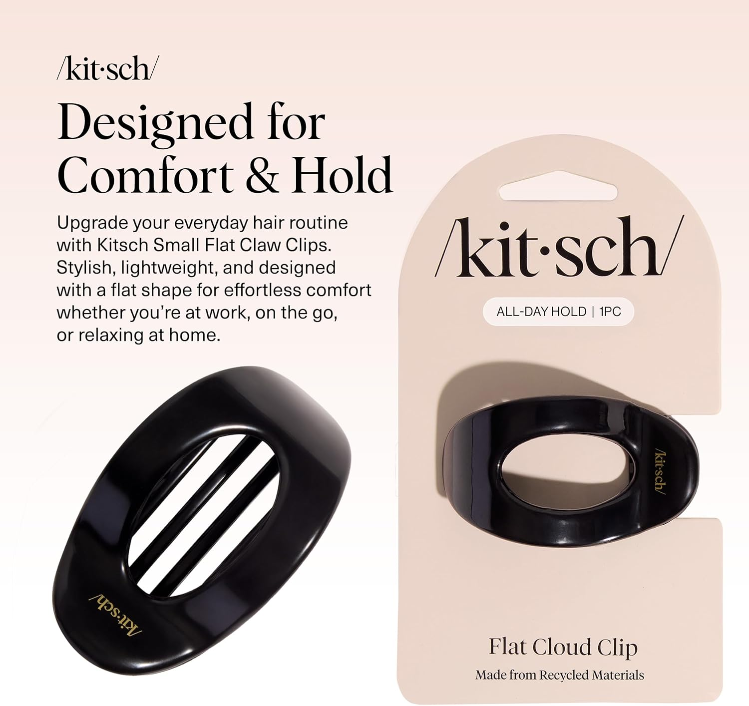 Kitsch Recycled Plastic Small Flat Cloud Clip - Black image number 5