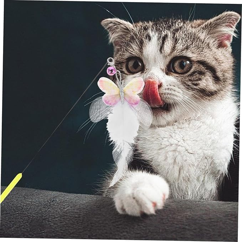 Crovakeu 2PCS Interactive Cat Wand Refills - Butterfly & Feather Replacement Toys for Cat Teaser Wand, Engaging Play for Indoor Cats & Kittens image number 6