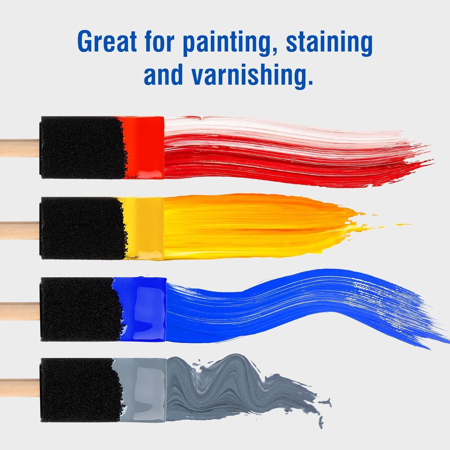 Foam Paint Brushes, 32 Pack (16 Yellow + 16 Black) with 4 Sizes, Sponge Brushes for Stencils for Painting, Ideal for Crafts, DIY Projects, Painting Tools image number 1