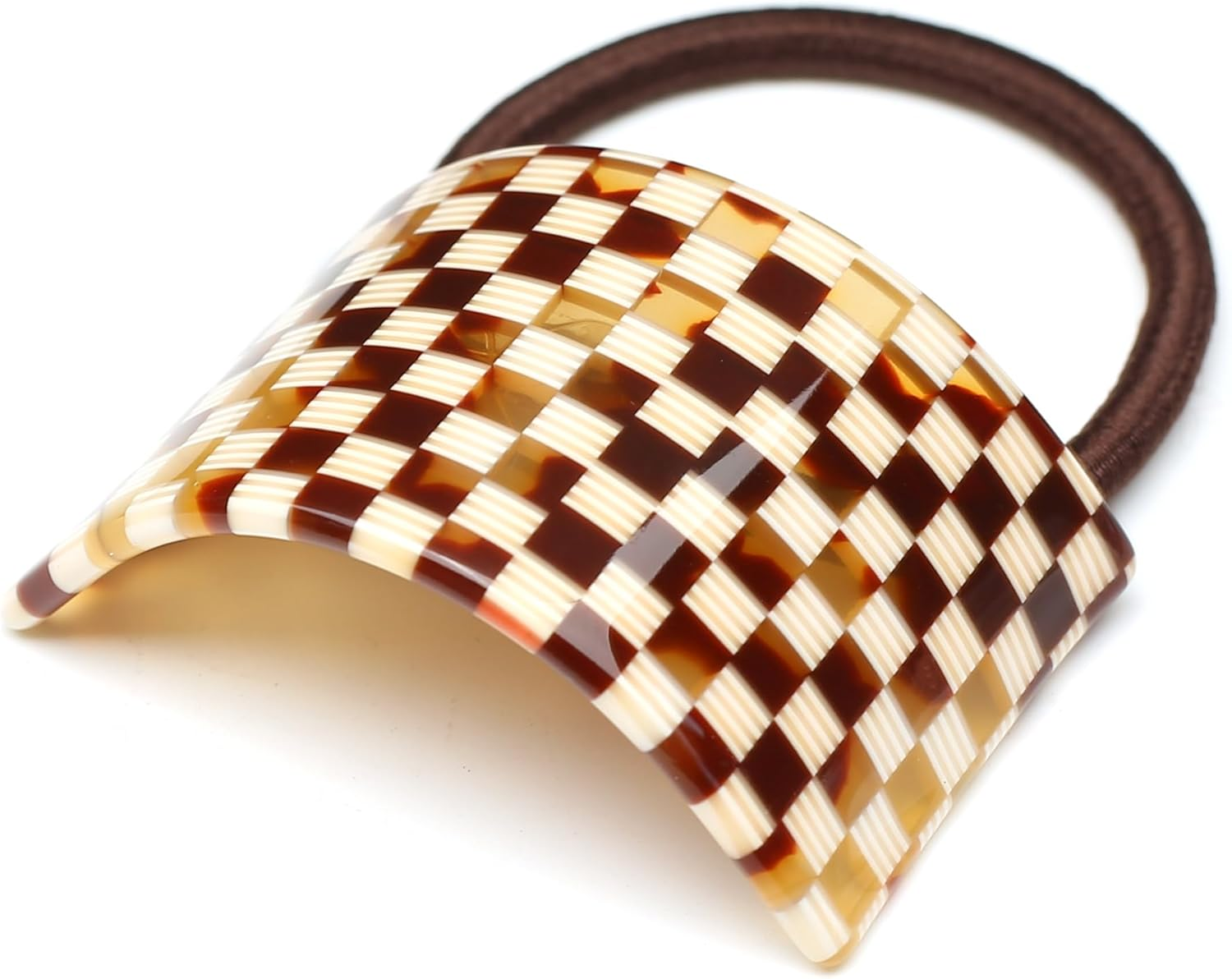 Qingoo Cellulose Acetate Elastic Hair Band Ponytail Holder Women'S Hair Accessories Headdress Elegant Hair Accessory 1 Piece (Checker)