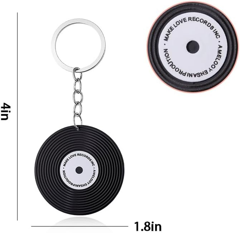 Vinyl Record Player Music Keychain Gifts for Music Lover Christmas Birthday Gifts Black Phonograph Disk Key Ring for Musicians DJ Musical Gift Keepsake Party Favors image number 6