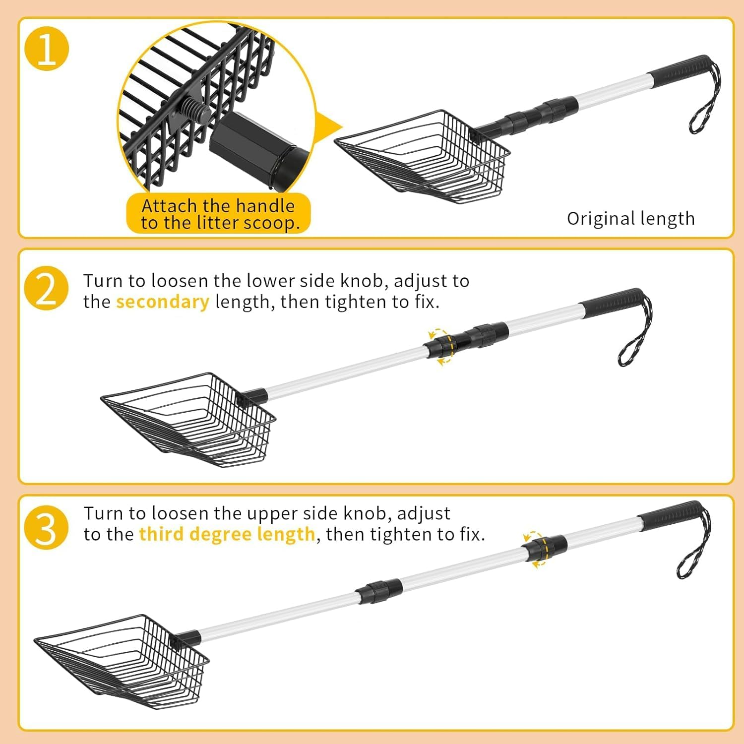 IONPSHG Chicken Poop Scooper 5.9Inch 3 in 1 Stretchable Chicken Poop Scooper Chicken Coop Accessories Sifting Shovel for Chicken Coop Chicken Litter Scoop Supplies Separating Poo and Debris from Sand image number 1