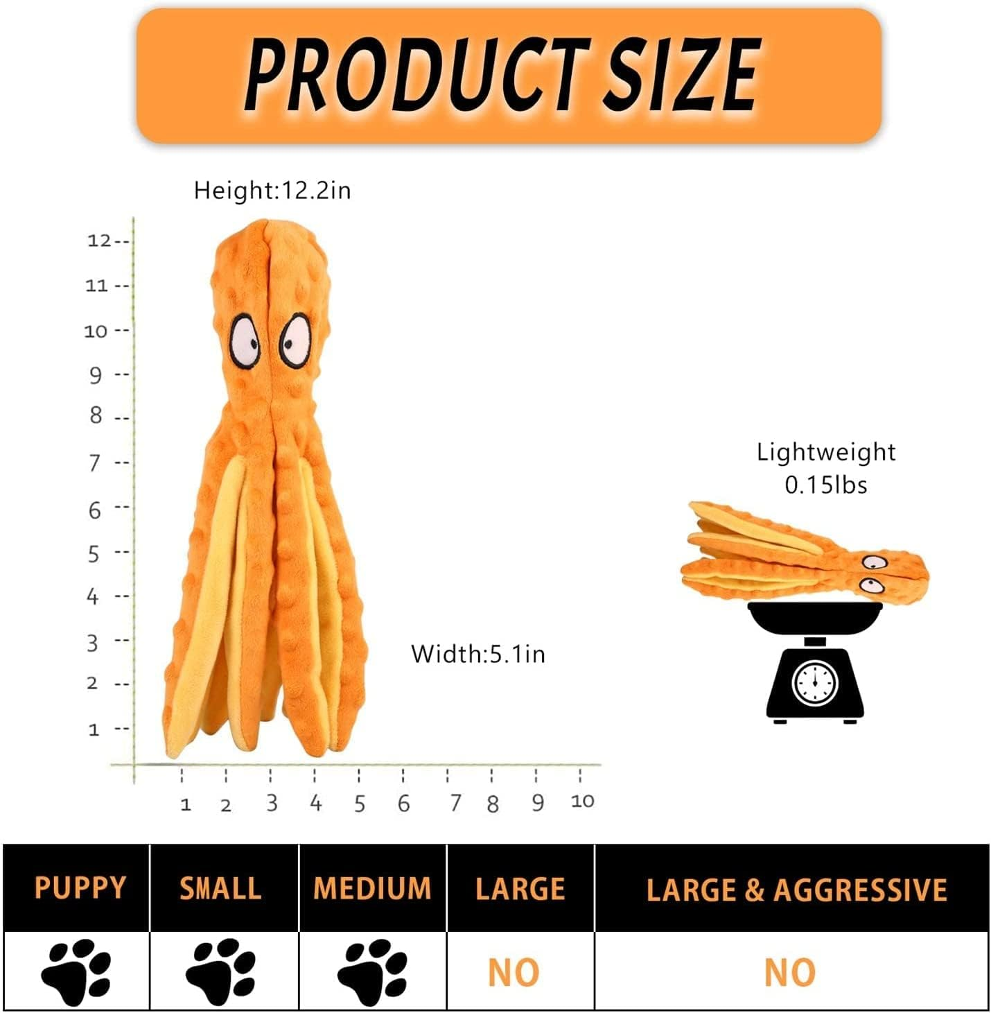 JINDUN 2 Pack Squeaky Dog Toys, Octopus No Stuffing Crinkle Plush Dog Chew Toys for Puppy Teething, Pet Training and Entertaining, Interactive Dog Toys for Puppies, Small,Medium,Large Dogs,Yellow&Pink image number 1