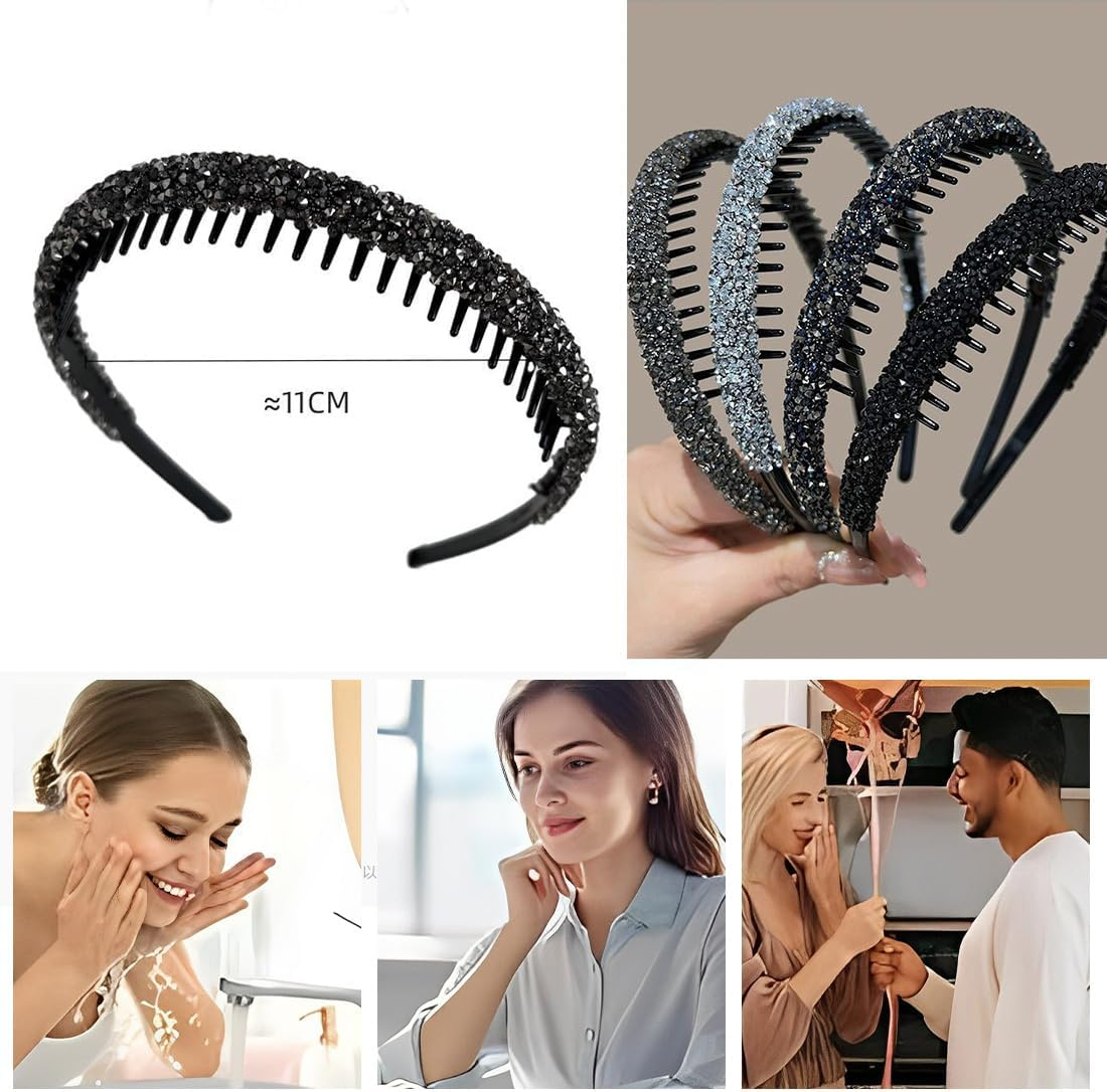 XUZOPIM Pack of 4 Shiny Tooth Comb Headbands, Rhinestone Headband, Women'S Headband, Hair Accessories, Women'S Rhinestone Hair Band, Hair Accessories image number 3