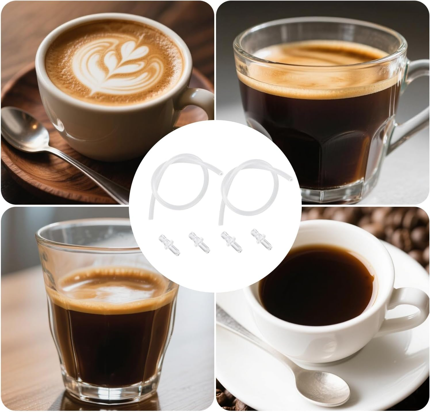 Lasuroa 2 Pcs Milk Tubes Hoses with 4 Connectors, 14.96In Silicone Milk Tube Hoses Replacement Ideal Replacement Accessories for Jura HP3 Coffee Machines