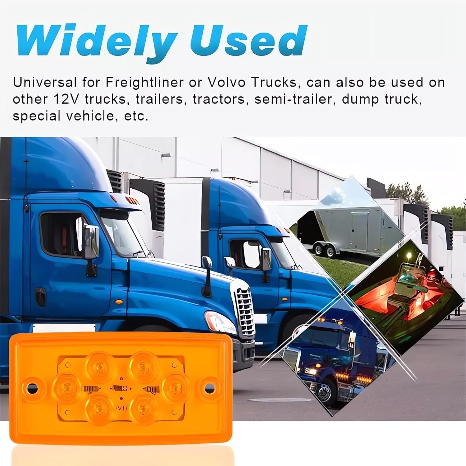 5Pcs Rectangle Cab Light 6LED Amber Top Roof Running Cab Marker Light Waterproof Compatible with Freightliner Heavy Duty Trailer Century Columbia Volvo Camper Trucks image number 2