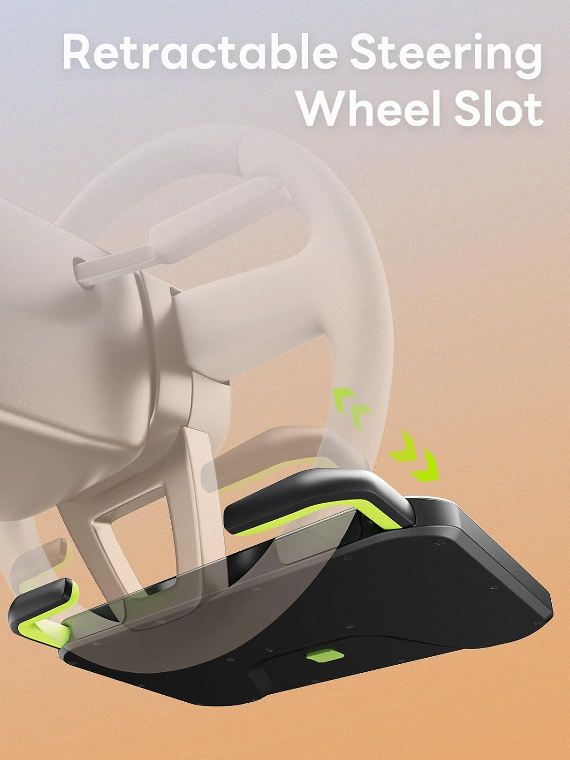 SAIJI Car Steering Wheel Desk with Retractable Slot, Car Food Tray with Anti-Scratch Silicone Steering Wheel Slot, Car Table Tray for Eating with Cup Holder, Multifunctional Travel Car Accessories