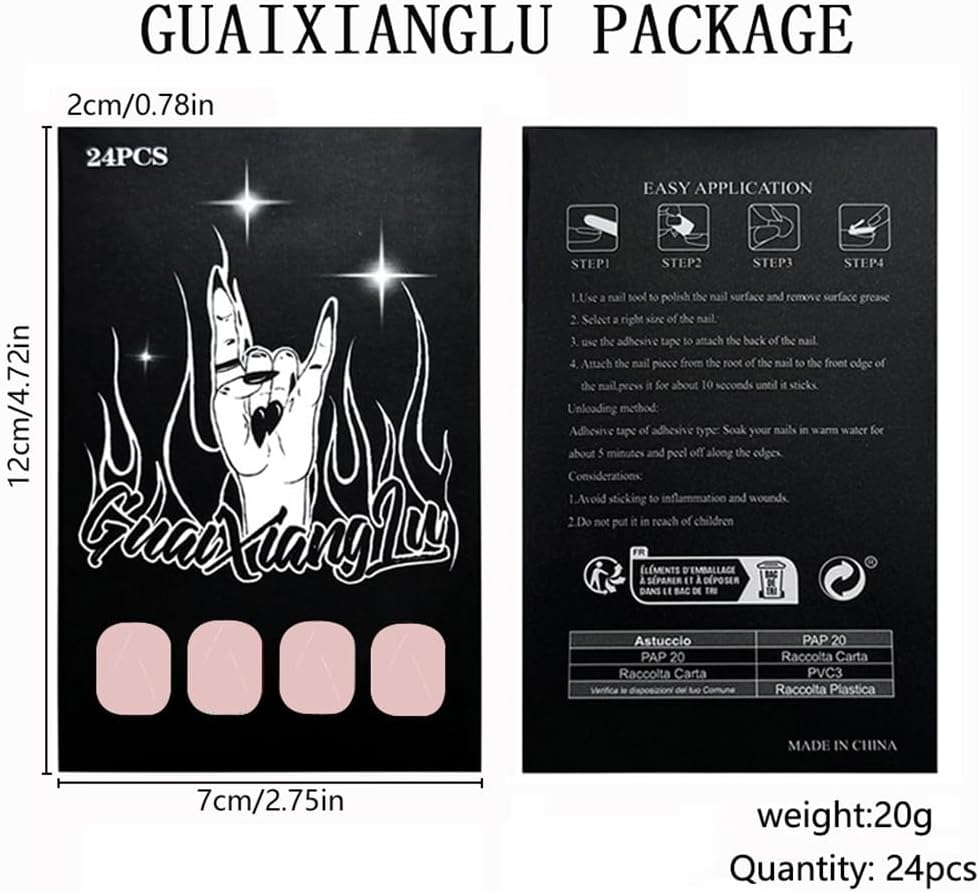 Pack of 24 False Nails, Square Short Nails for Glue-On, False Nails for Women (B, Short) image number 3