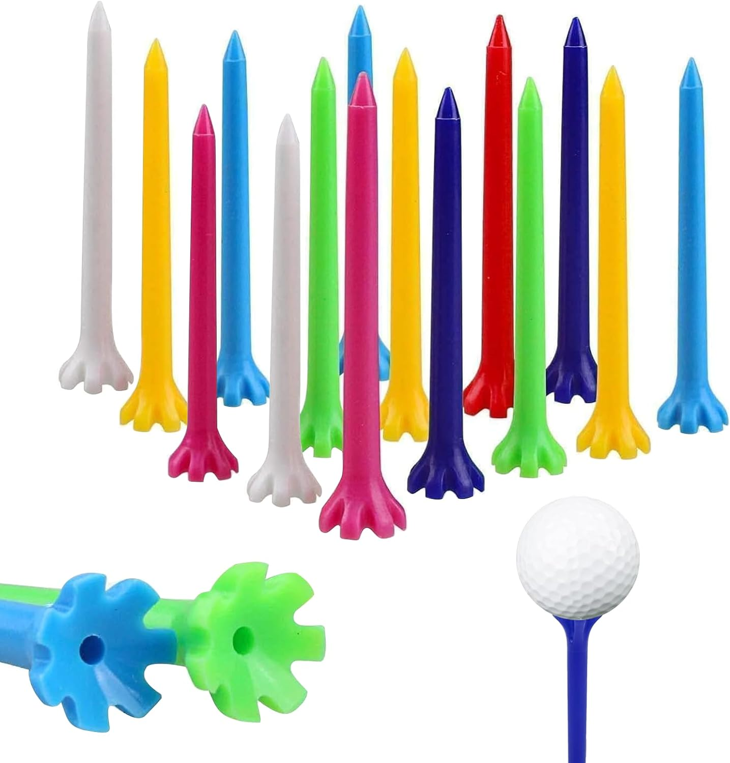 100 Pcs Golf Tees Plastic, 2 3/4 Inch High Performance Golf Tees Colorful Plastic Golf Tees with Claw image number 4
