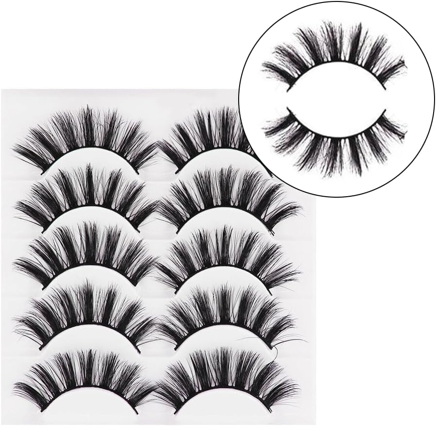 5 Pairs 3D Thick Mink Fake False Eyelashes Natural Long Wispy Makeup Lashes - Elevate Your Makeup Look for Parties and Everyday Wear