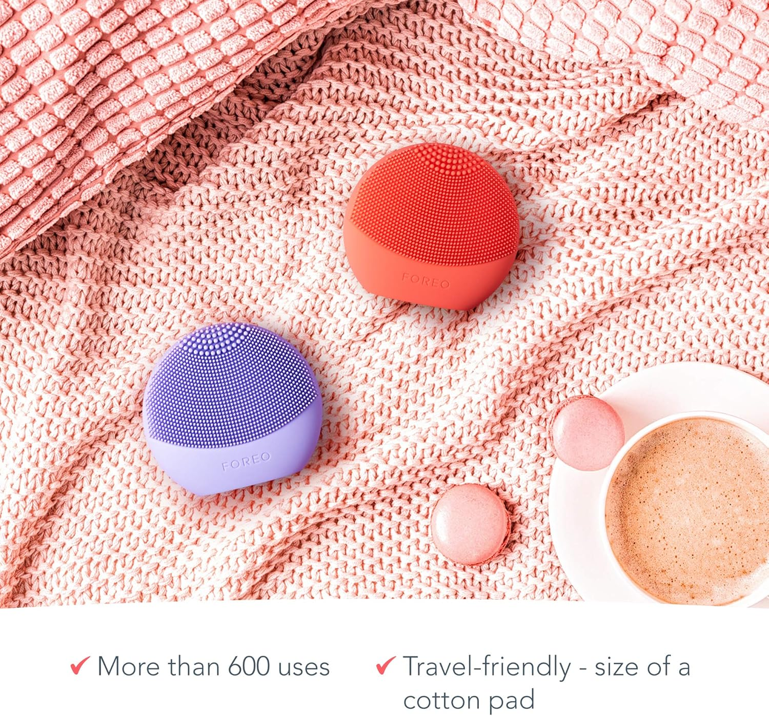 FOREO LUNA Play plus 2 Peach of Cake Compact Silicone Facial Cleansing Brush for All Skin Types, Replacable AAA Battery, 2-Zone Brush Head, T-Sonic Massage, 1-Min Routine image number 2