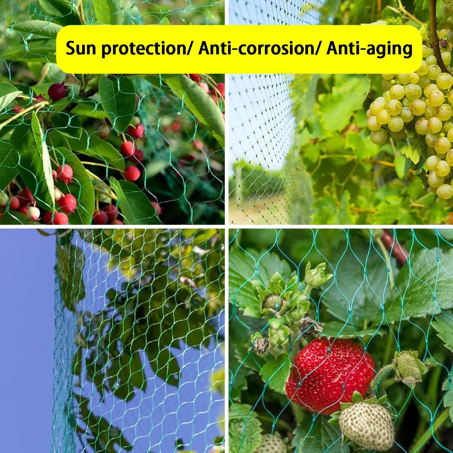 Garden Anti-Bird Net Strap 50 Nylon Cable Ties 6X10M（20X33 Feet ）,Plant Cover Net, Anti-Bird Net, Poultry Net, for Protecting Vegetables, Fruits and Plants (20&times;33 Ft) image number 3