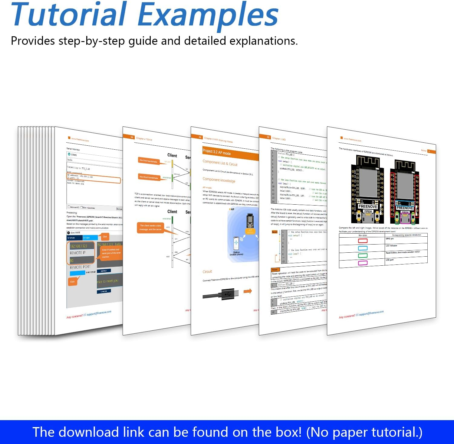 Freenove ESP8266 Development Board, 32-Bit 160 Mhz Mini Microcontroller, Onboard Wi-Fi, Python C Code, Example Projects Tutorial image number 2