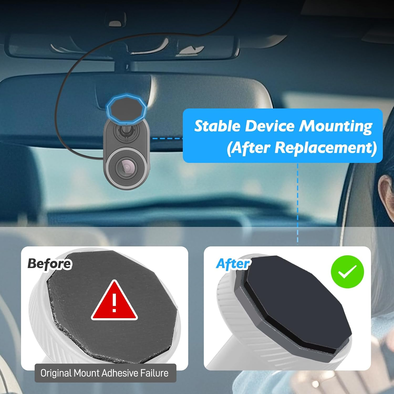 4 Pcs Adhesive Metal Piece Replacement Compatible with Garmin Low-Profile Magnetic Mount, Compatible with Dash Cam Mount 45/46/47/55/56/57/65W/66W/67W/Tandem/Speak plus (Not Include Mount) image number 6